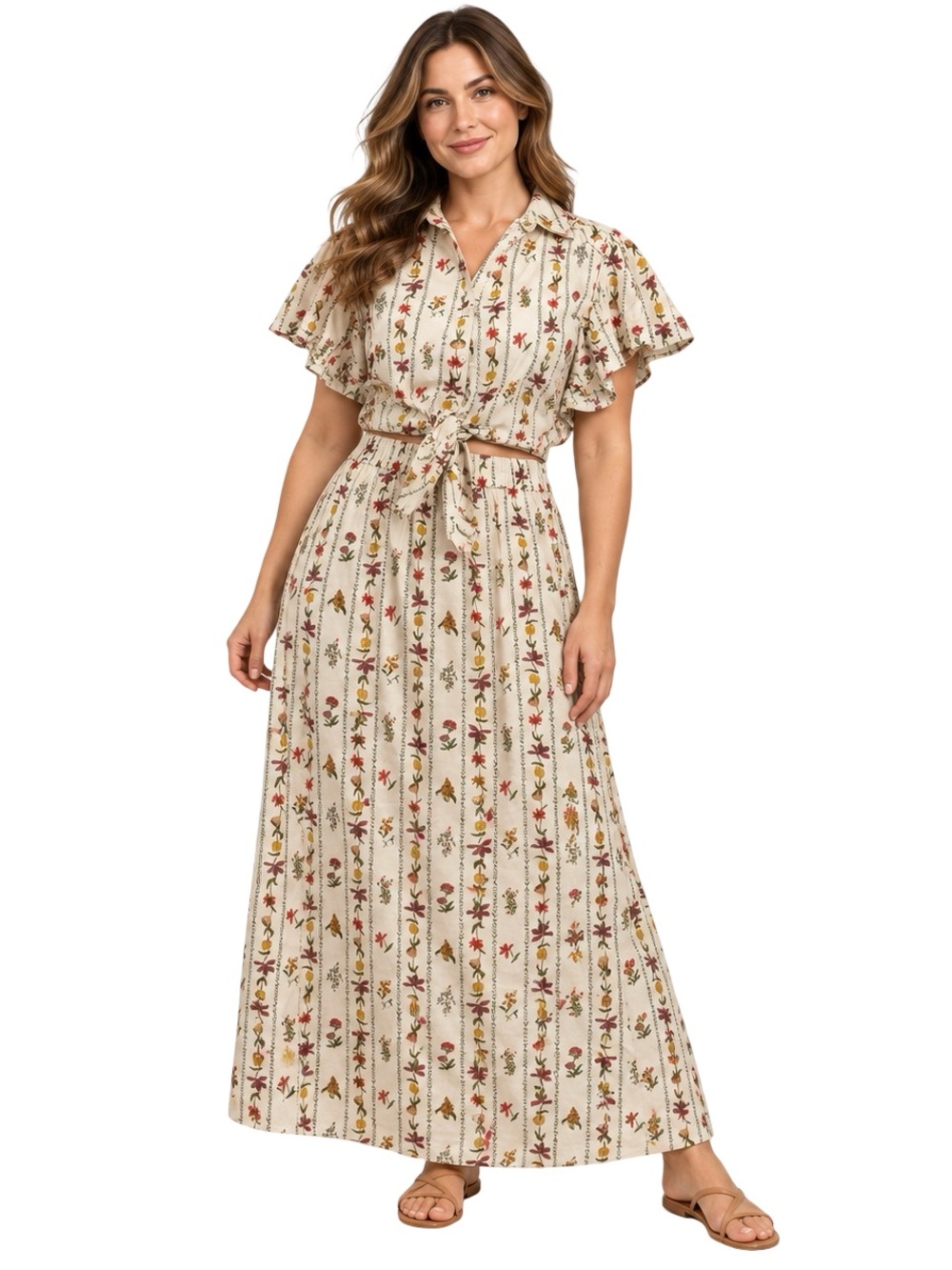 NWT Philosophy Republic Floral Cotton Top Maxi Skirt 2 Piece Set Large